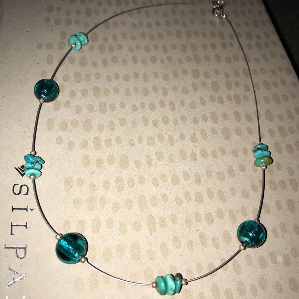 Silpada Turquoise, Glass & Sterling Necklace